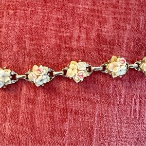 True Vintage Floral Gold and Pink Bracelet